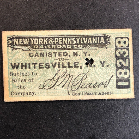 New York & Pennsylvania Railroad July 10 1917 Whitesville, NY Ticket #18238