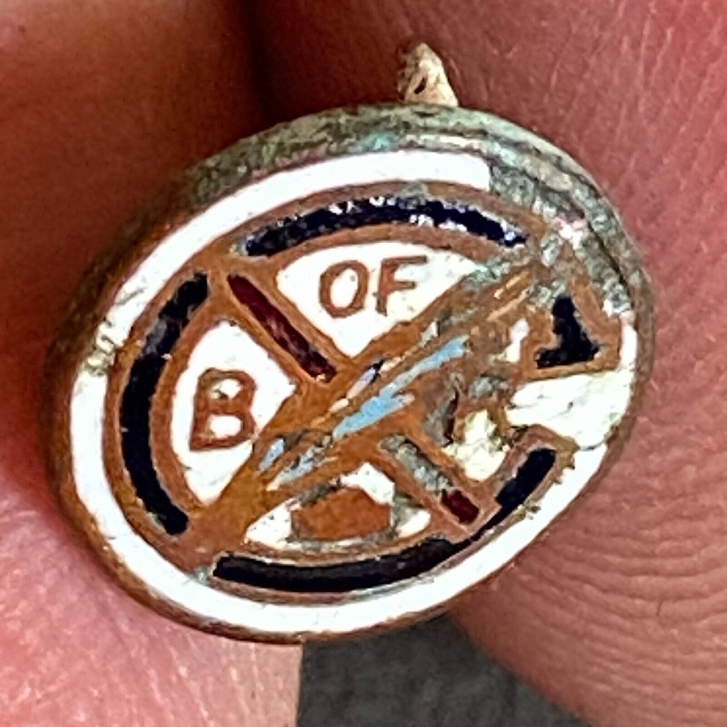 Brotherhood of Railroad Clerks Small Enameled Lapel Pin 9.5mm c1925-35 w/ Damage