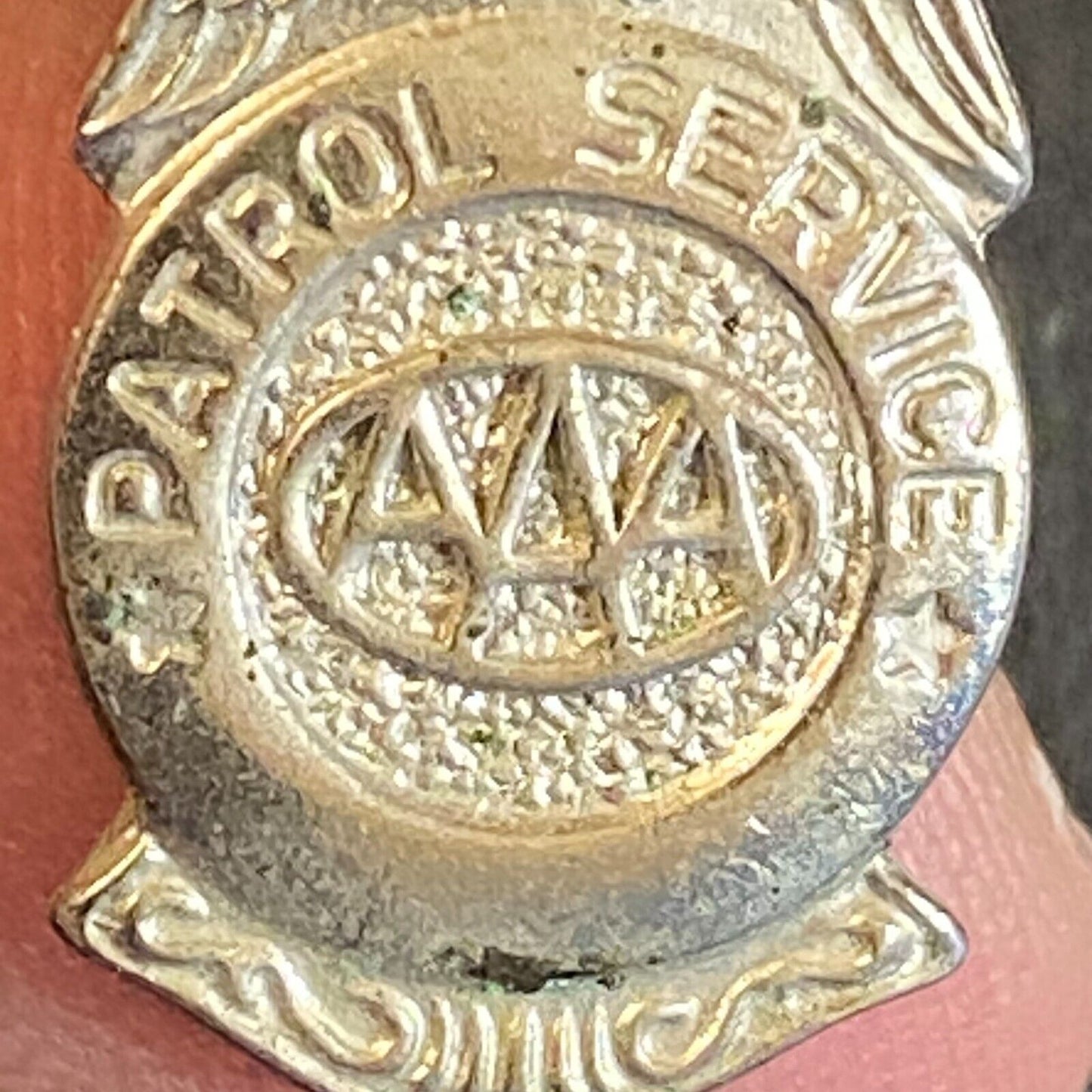 AAA Patrol Service Silver Colored Award Lapel Pin c1950's 17mm