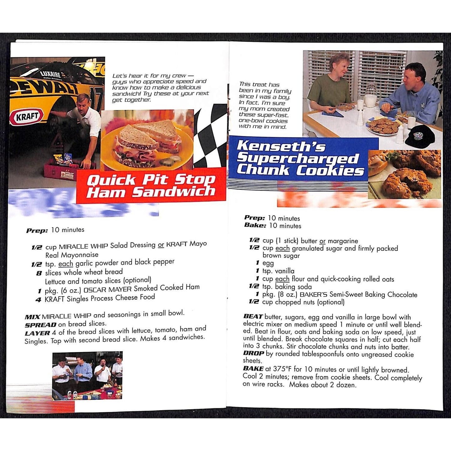 1999 Kraft Racing "Checkered Flag Cafe" Matt Kenseth's Mom Recipes 8pp VGC NOS