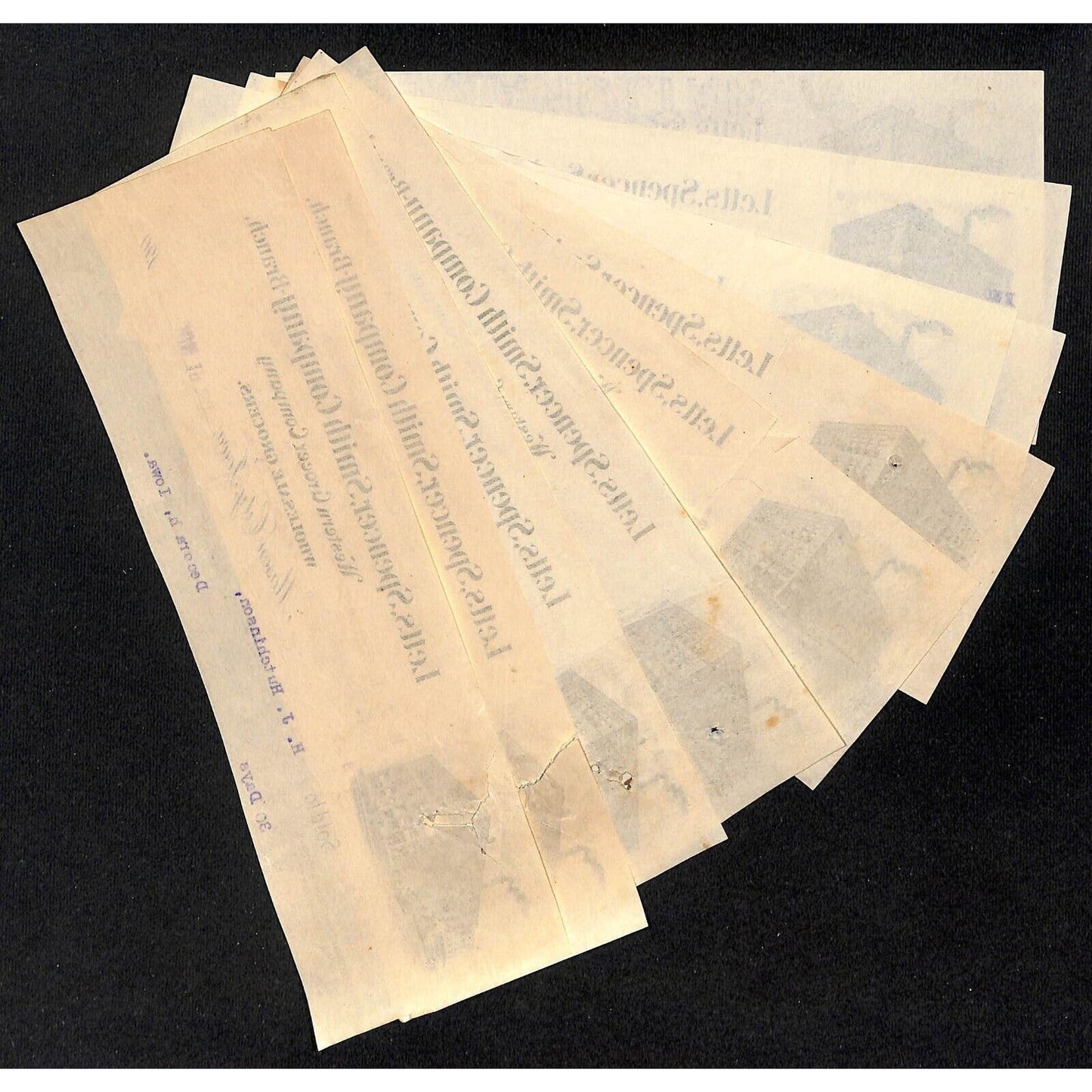 Letts, Spencer, Smith Co. Mason City IA Hutchinson* 10 pcs 1902-03 Cut Billheads