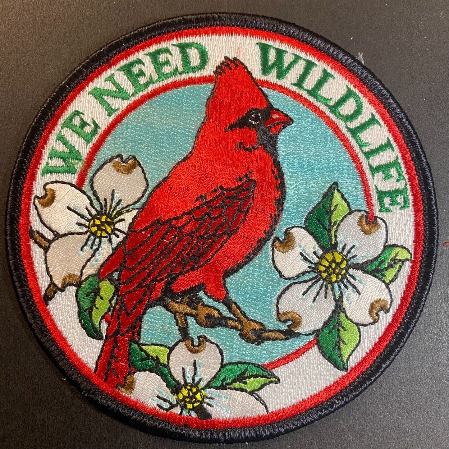 "We Need Wildlife" Cardinal Bird (PA Game Comm) Embroidered Patch 3 7/8" c1980's