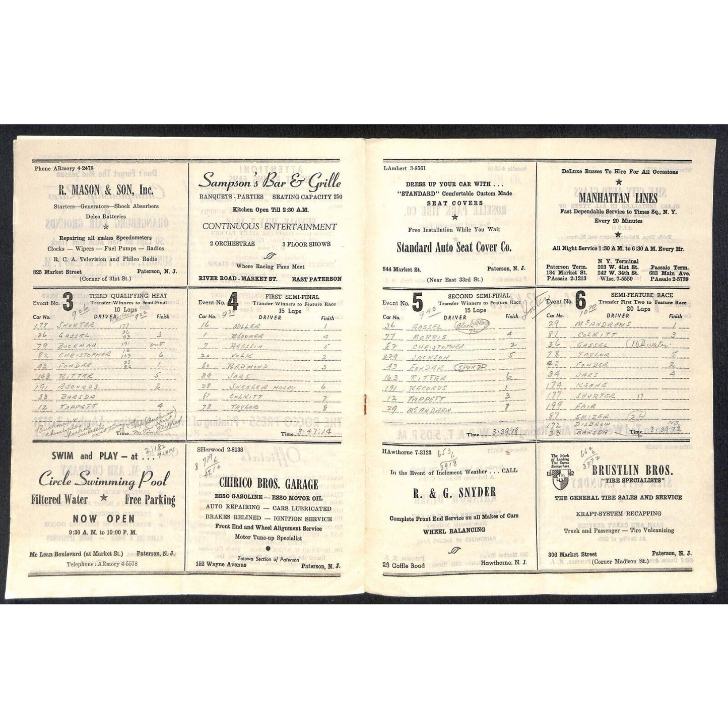 Hinchliffe Stadium Midget Auto Races 7/5/1946 Program Walt Fair 4pp Scarce