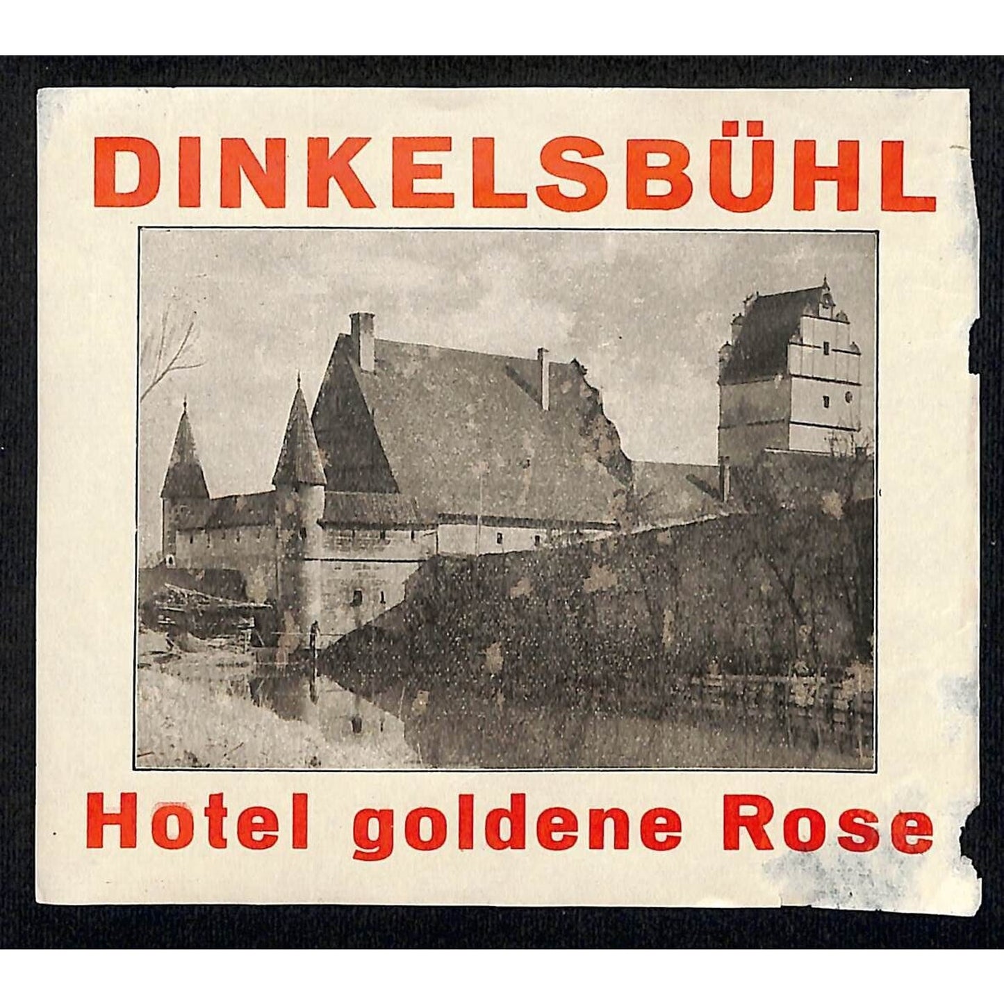Hotel Goldene Rose Dinkelsbuhl Luggage Label Original 1930's-40's ? - Scarce