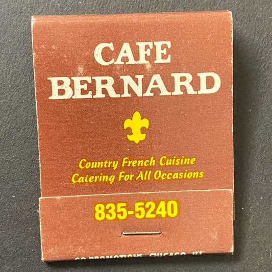 Cafe Bernard Restaurant French Northbrook, IL Full Matchbook c1974-80's VGC