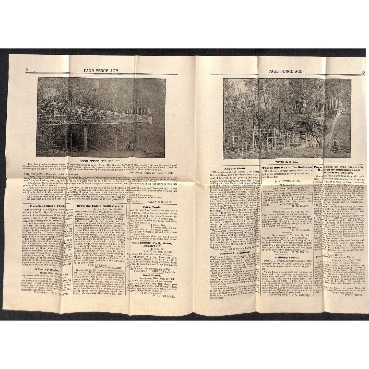 1901 Page Woven Fence Co. Adrian, MI Product Sheets and Cover - VGC Scarce