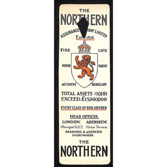 "The Northern" Assurance Co. London c1918 Trade Card / Luggage Tag ? Scarce