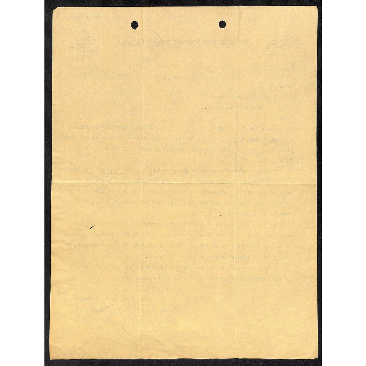 The Sugar Pine Door and Lumber Co. 1896 Letterhead to Keystone Mining Amador, CA