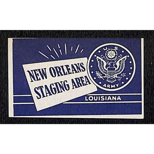New Orleans Staging Area WWII Matchbox Label Cut* VGC U.S. Seal
