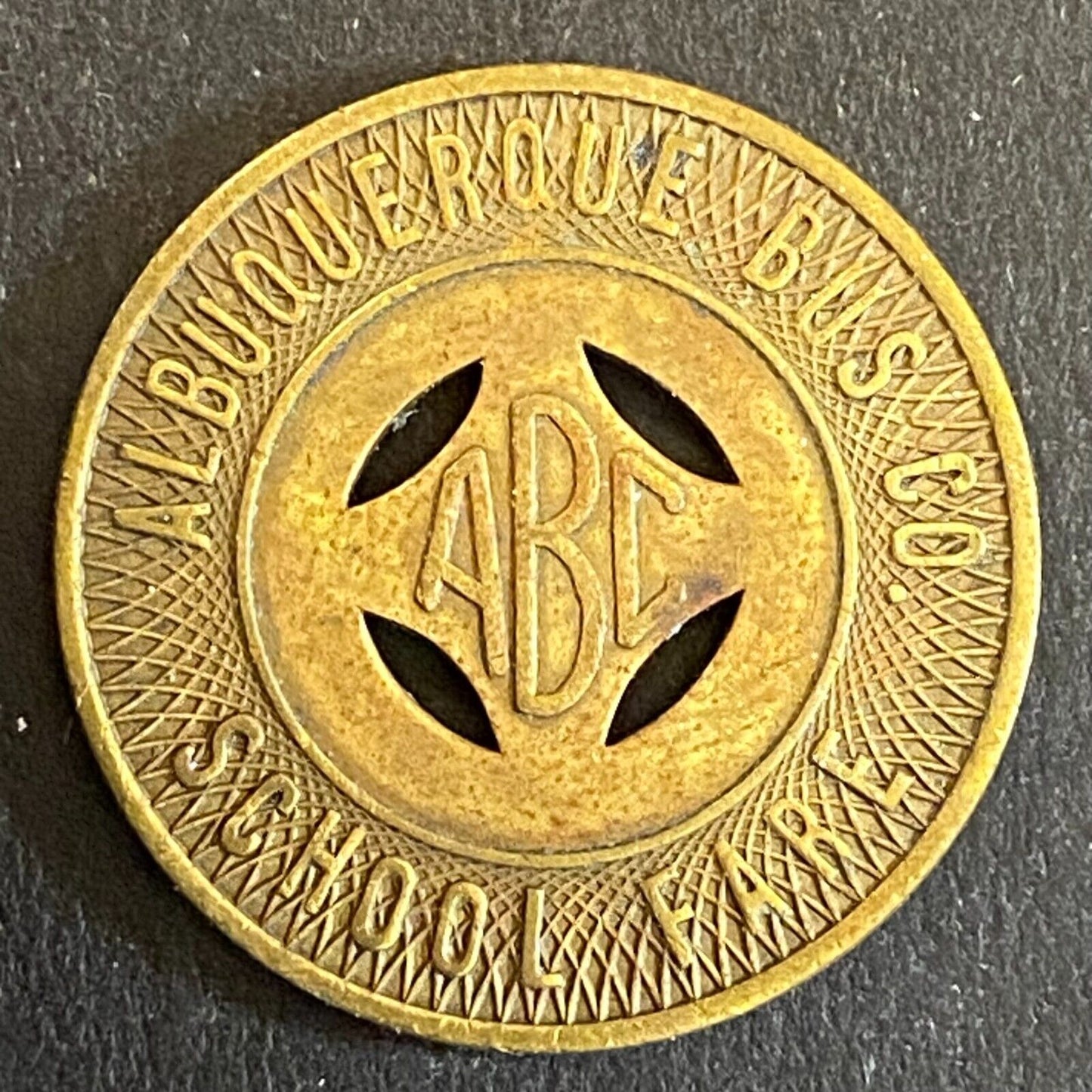 Albuquerque Bus Co. "Good on School Days Only" Transit Token - 23mm (#6)