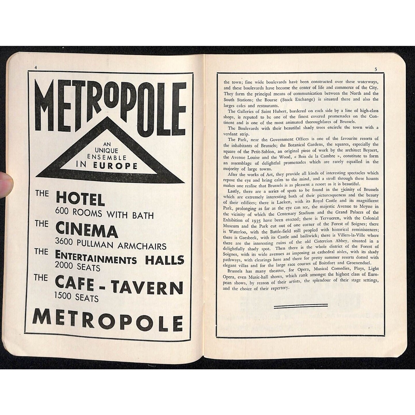Brussels Belgium Tourist Guide Booklet w/ Hotel List 36pp c1950's VGC Scarce