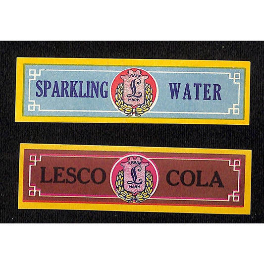 Lesco Cola / Sparkling Water Bottle Neck Labels 1 of each VGC c1940's