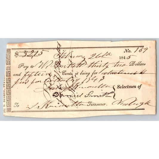 1845 Jabez Knowlton* Newburgh ME Town Check "M.R. Bartlett" ?