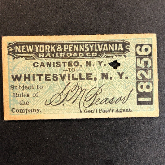 New York & Pennsylvania Railroad July 16 1917 Whitesville, NY Ticket #18256