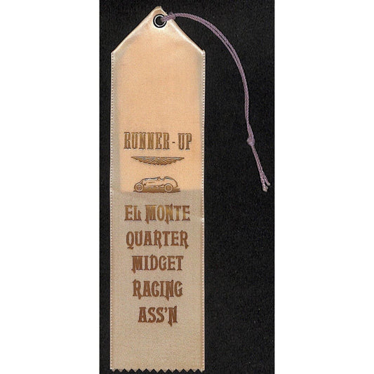El Monte Quarter Midget Racing Ass'n 1960 Runner-Up Award Ribbon Scarce