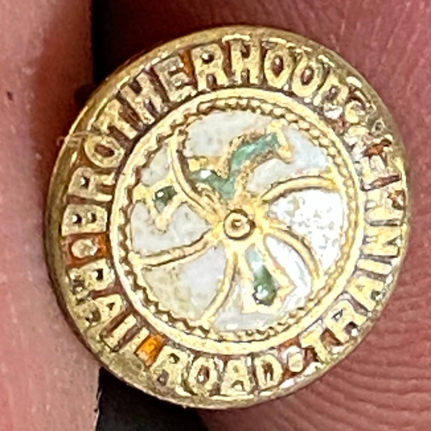 Brotherhood of Railroad Trainmen Small Color Enameled Lapel Pin 9mm c1935-45