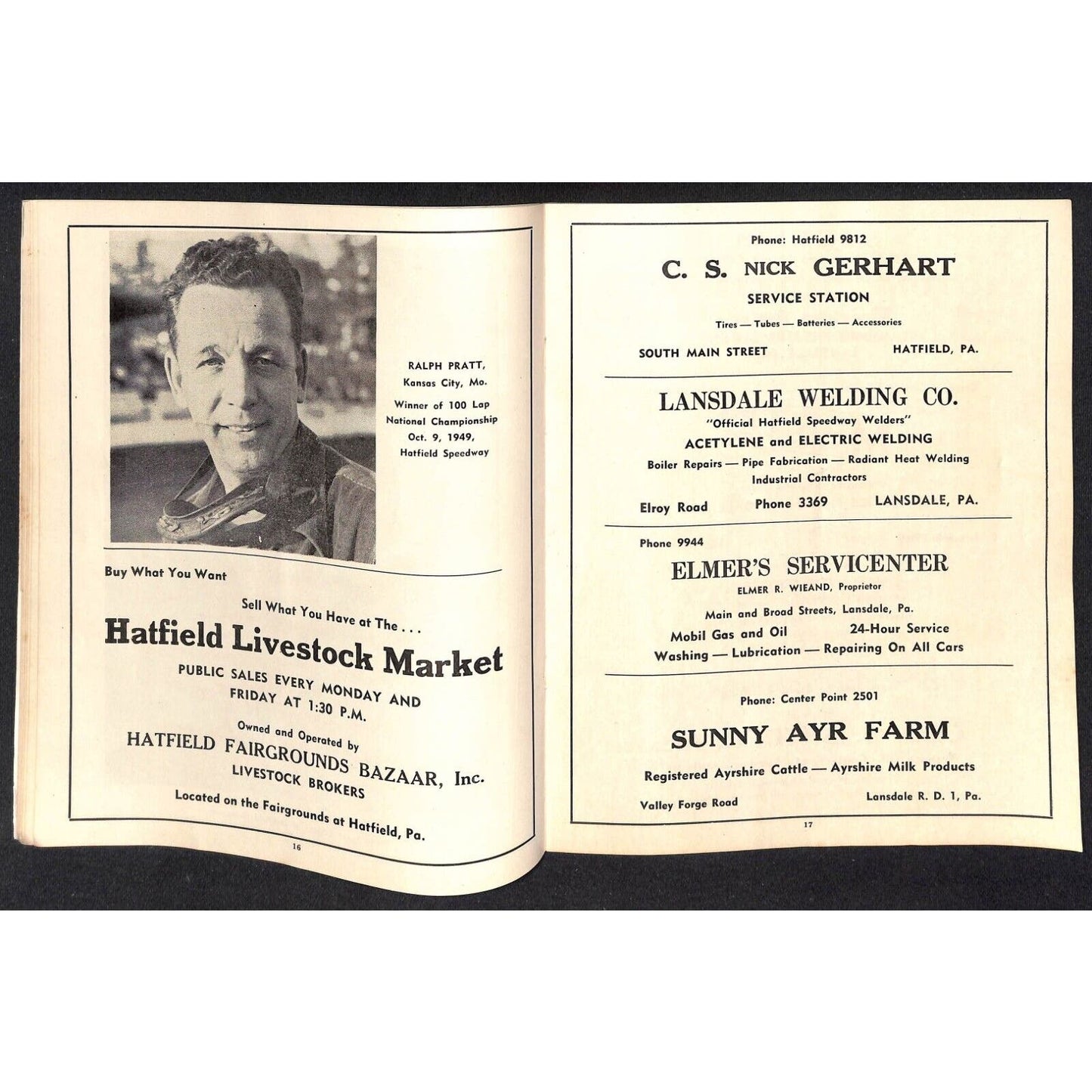 Hatfield Speedway 1950 ARDC Auto Racing Program Art Cross Cover 42pp* Scarce