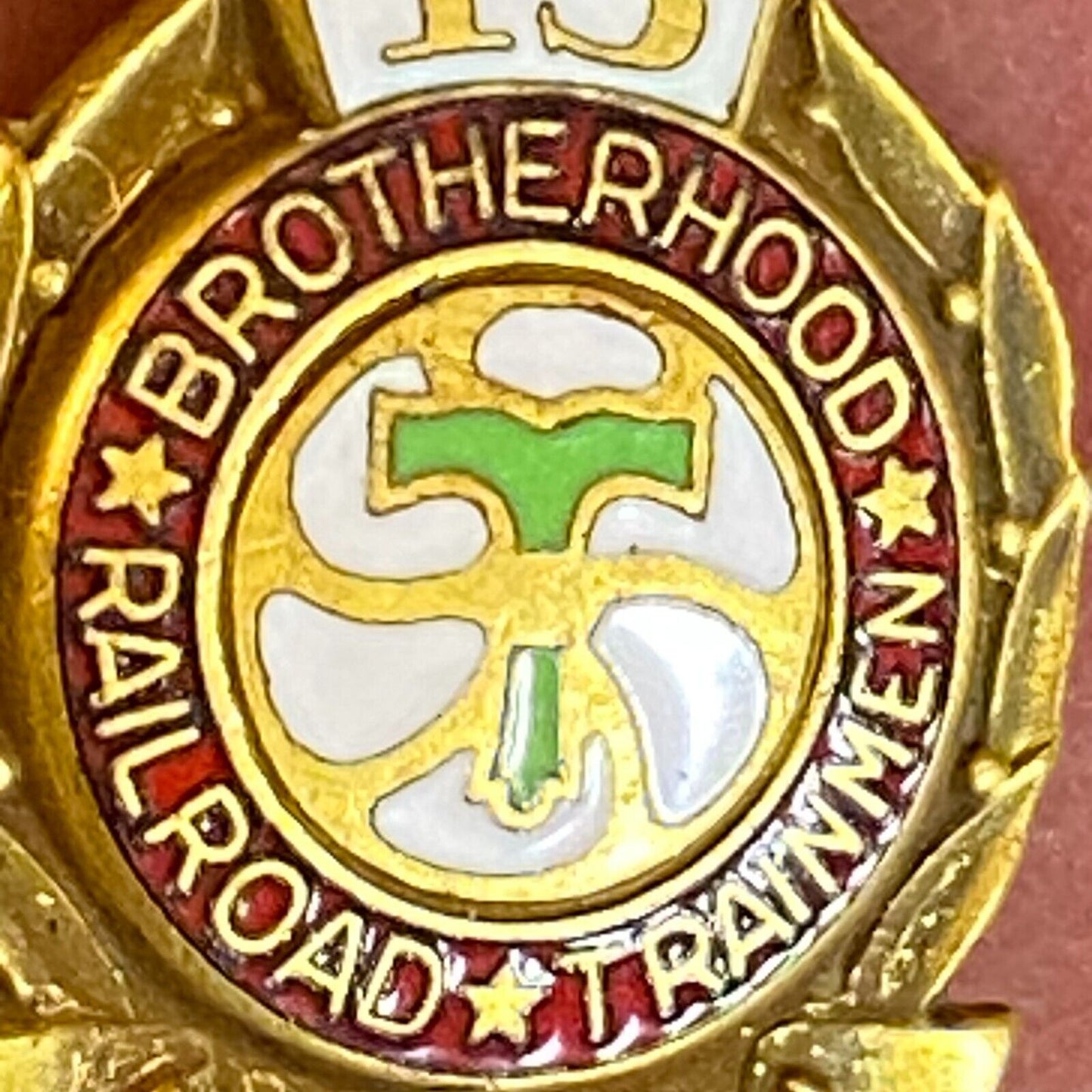 Brotherhood of Railroad Trainmen Color Enameled 15 Year Lapel Pin 16mm c1935-45