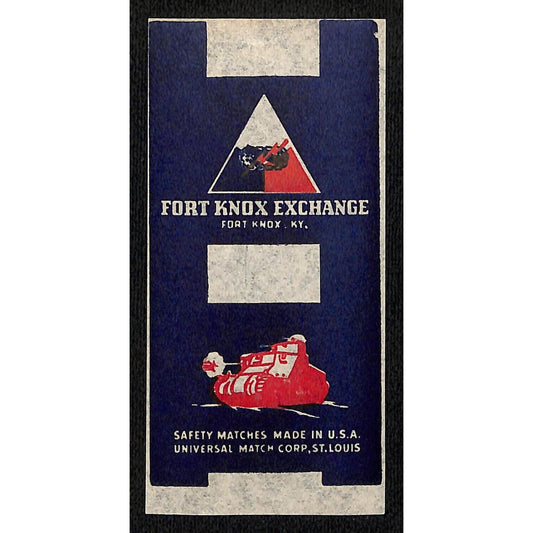 Fort Knox Exchange Kentucky WWII Matchbox Label Scarce NOS Army Tank