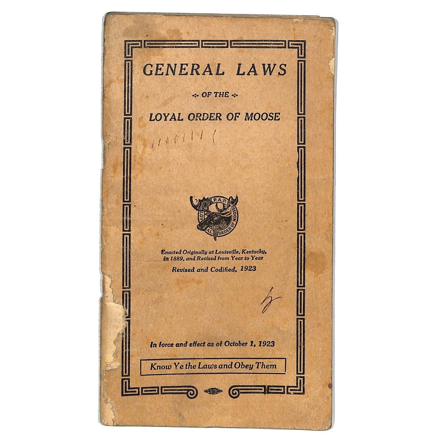 1923 General Law of the Loyal Oder of Moose 96pp