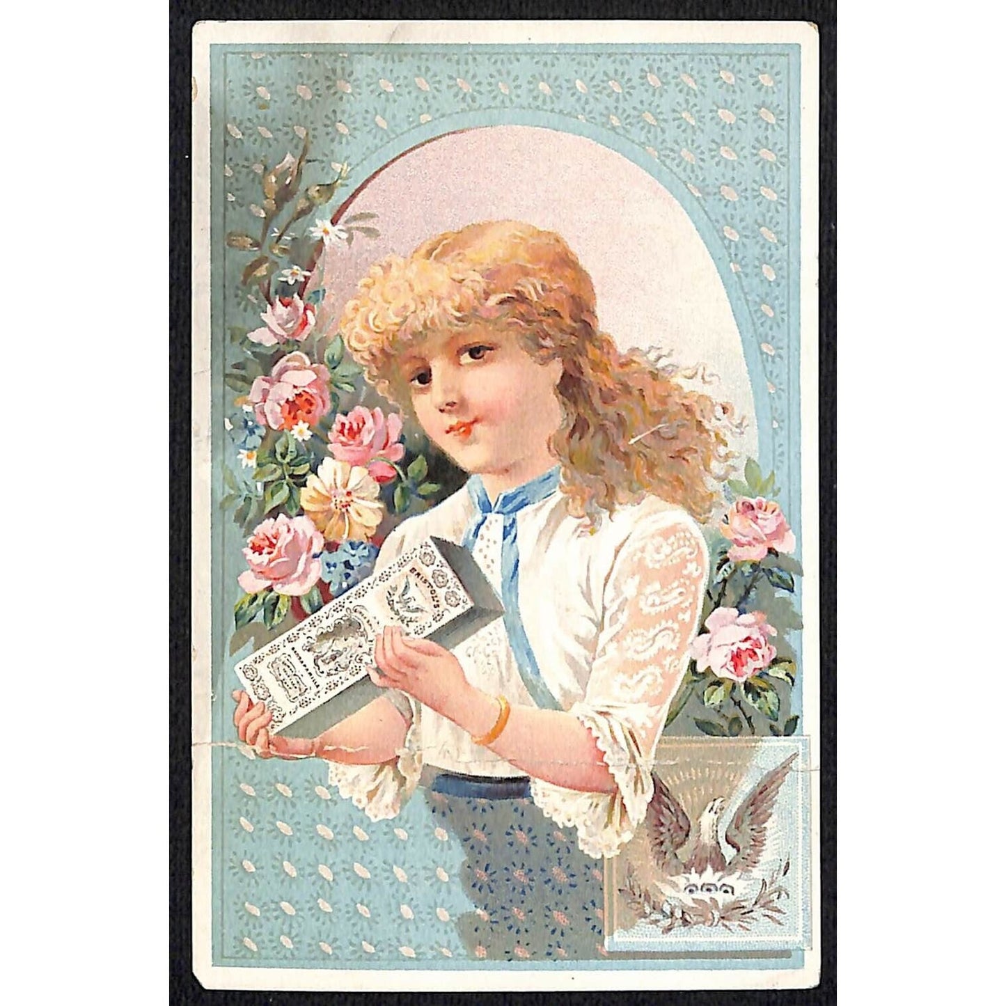 Bristol's Sarsaparilla Victorian Trade Card Girl Poses with Product