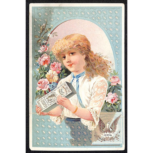 Bristol's Sarsaparilla Victorian Trade Card Girl Poses with Product