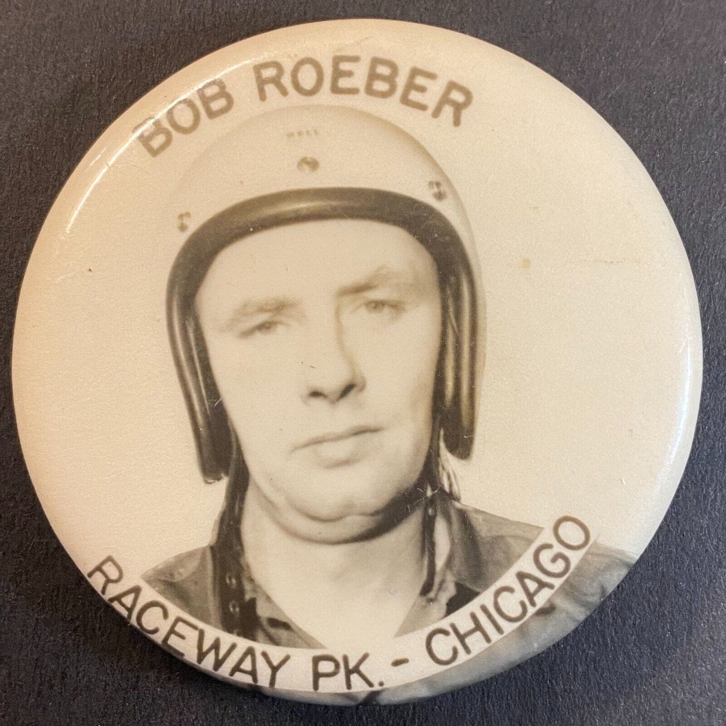 Bob Roeber Raceway Park Chicago Steel Auto Racing 2" Pinback Button c1964