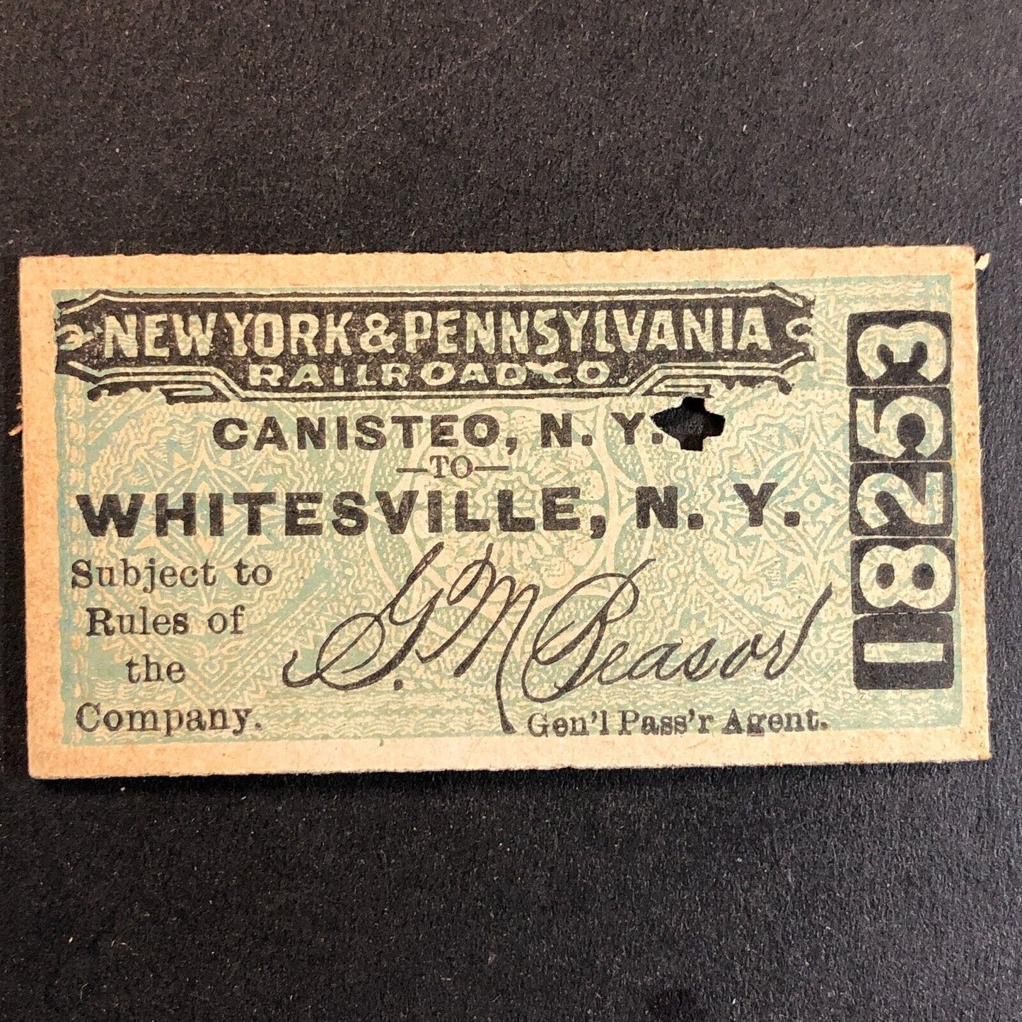 New York & Pennsylvania Railroad July 16 1917 Whitesville, NY Ticket #18253