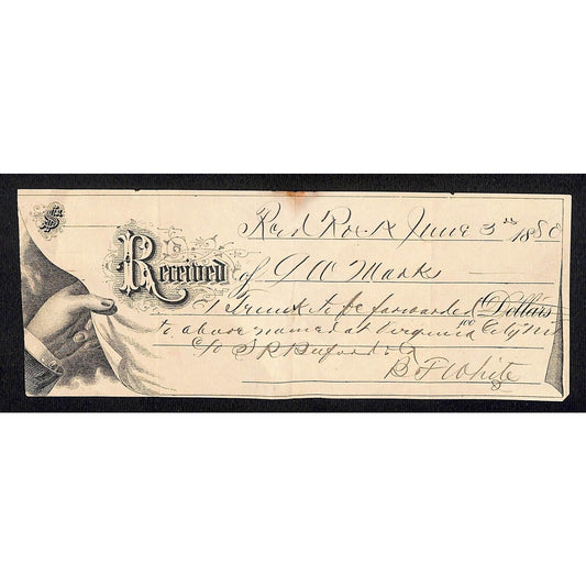 1880 Receipt "Trunk to be Forwarded" Buford* Virginia City, MT "3-D" Hand Art