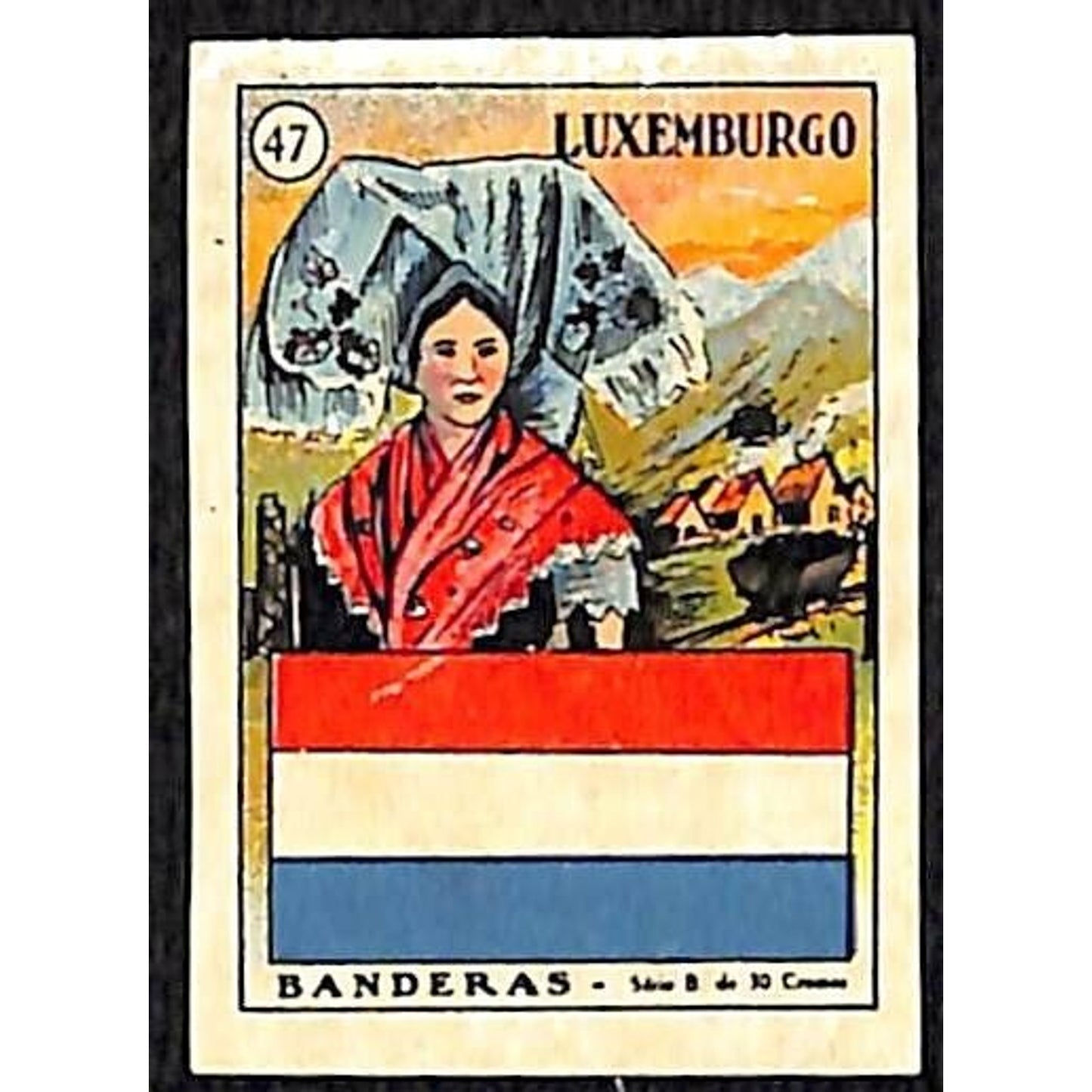 Luxembourg / Country Banderas / Flag Matchbox Label Series Vintage #47