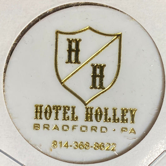 Bradford, PA Hotel Holley Plastic Token G/F One Drink (White)
