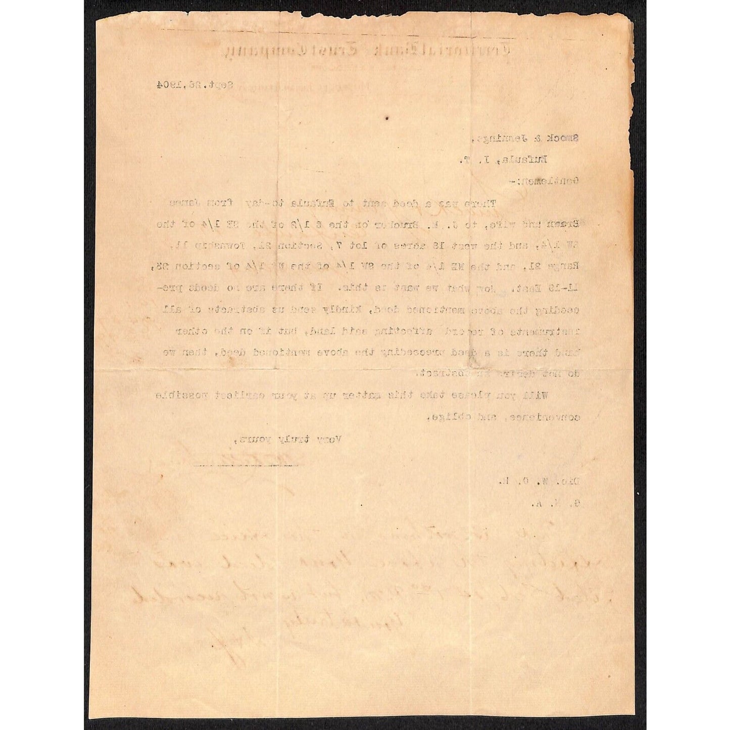 1904 Territorial Bank and Trust Muskogee, OK Indian Territory Letterhead