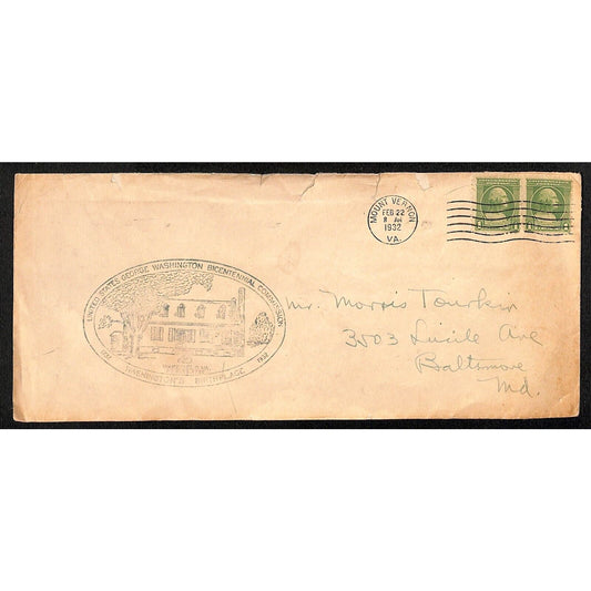 1932 Mount Vernon PM Feb 22 1932 George Washington Bicentennial Cover (#1)
