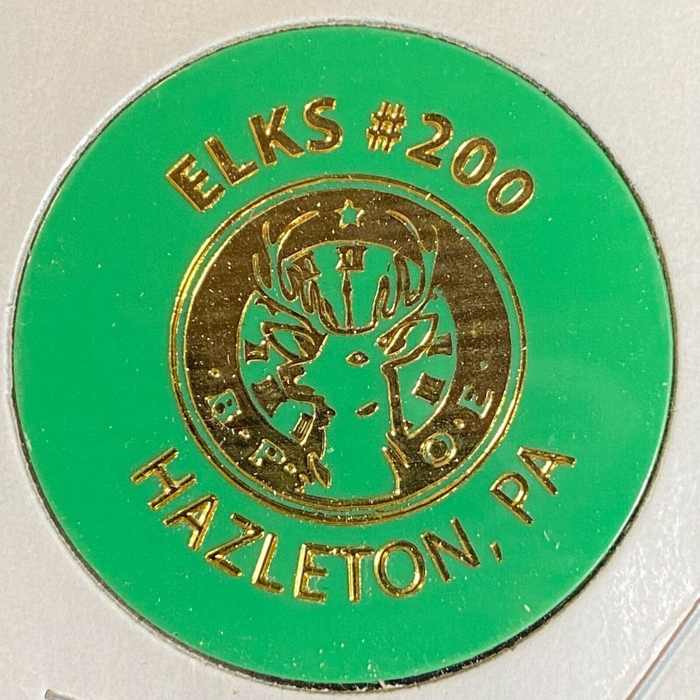 Hazelton, PA Elks #200 c1970's-80's Plastic "Domestic Bottle" GRN Token