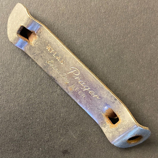 Atlas Prager Extra Dry Beer Vintage Steel Can Bottle Opener 3 1/8"