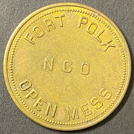 Fort Polk NCO Open Mess G/F $1 in Trade Token Brass Louisiana 35mm (#3)