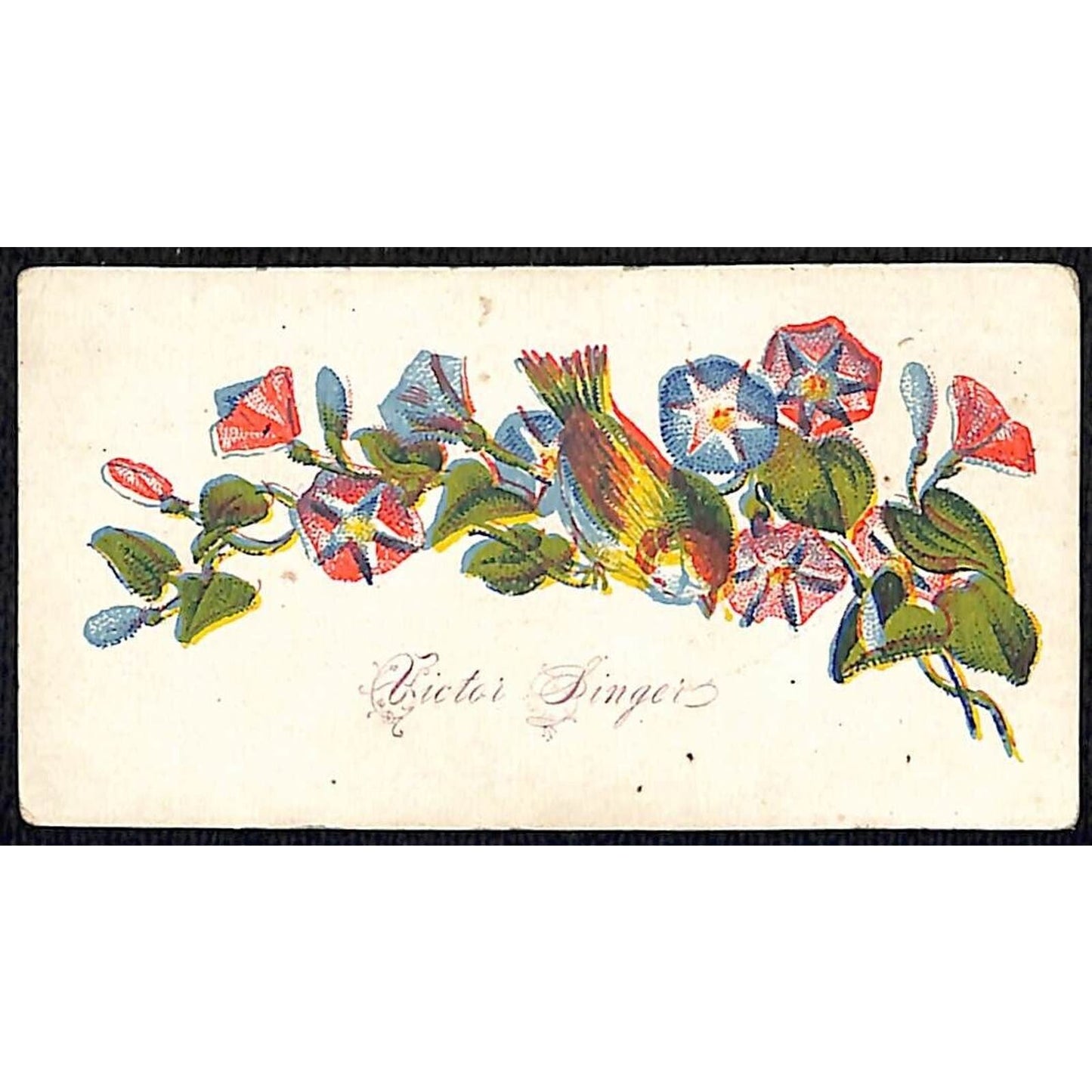 "Victor Singer" Victorian Calling Greeting Card Floral w/ Bird