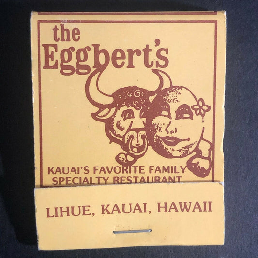 Kauai, Hawaii The Eggbert's Restaurant c1970's-80's Full Matchbook