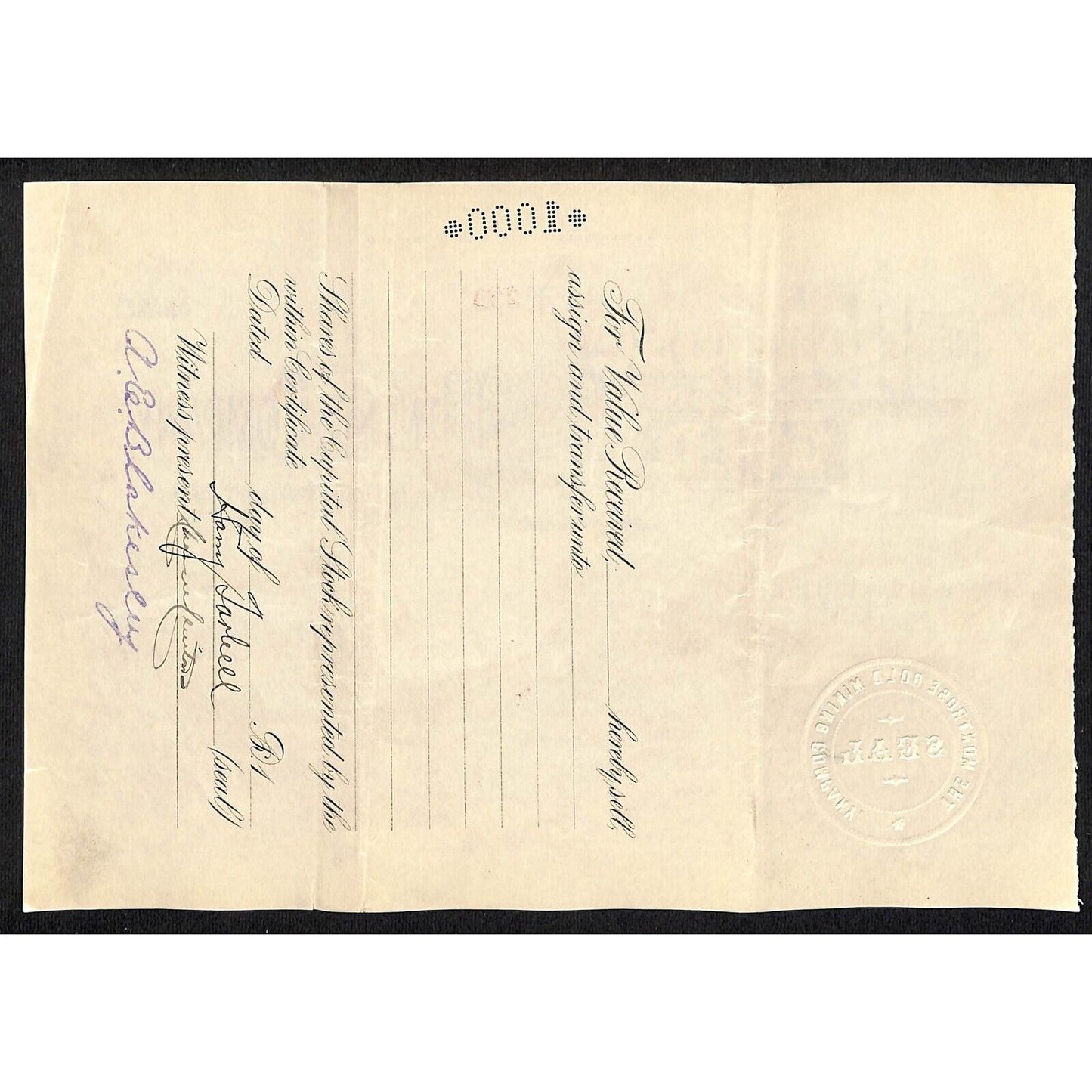Montrose Gold Mining Co. 1900 Stock Certificate w/ Warren Woods Sig. #338