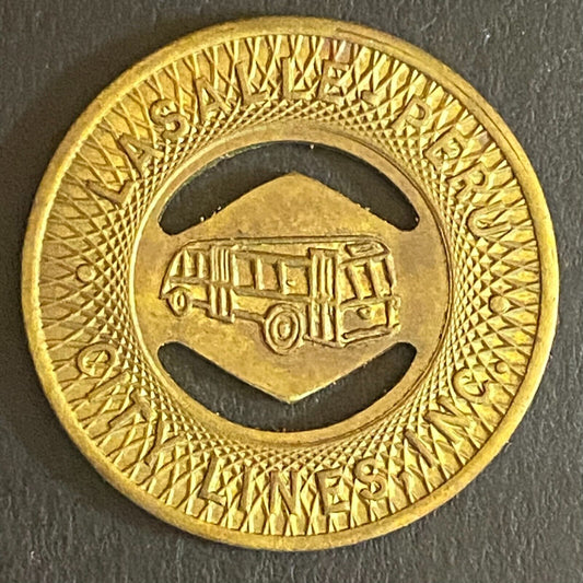 LaSalle Peru City Lines G/F One Half Fare Bus Transit Token 23mm VGC