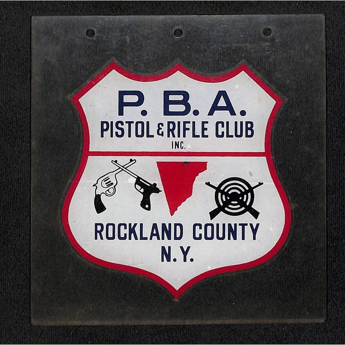 Rockland County, NY P.B.A. Pistol & Rifle Club 3 3/4" Decal on Plexi c1970's