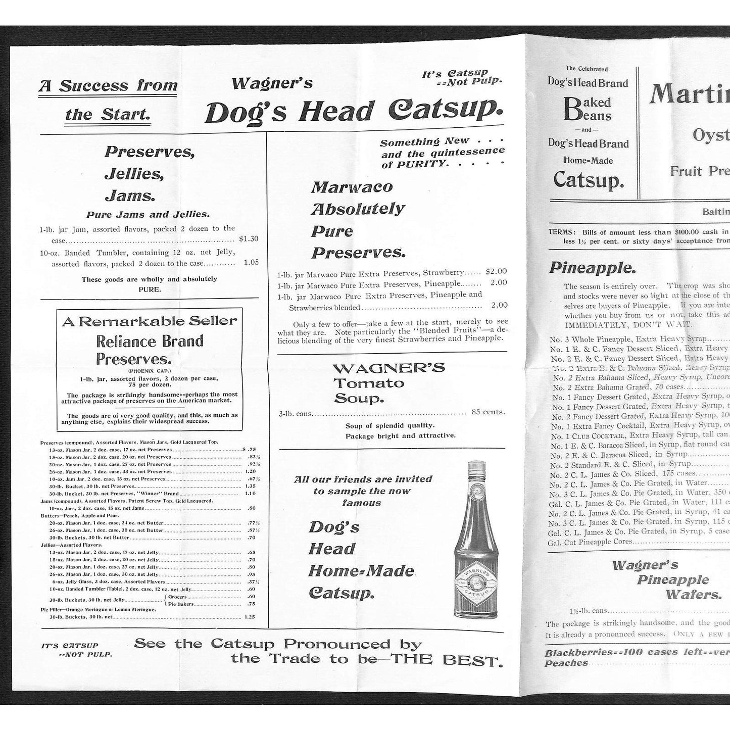 Martin Wagner Co. Atlantic Wharf 1904 Oysters Fruits Vegetables Price Sheet VGC