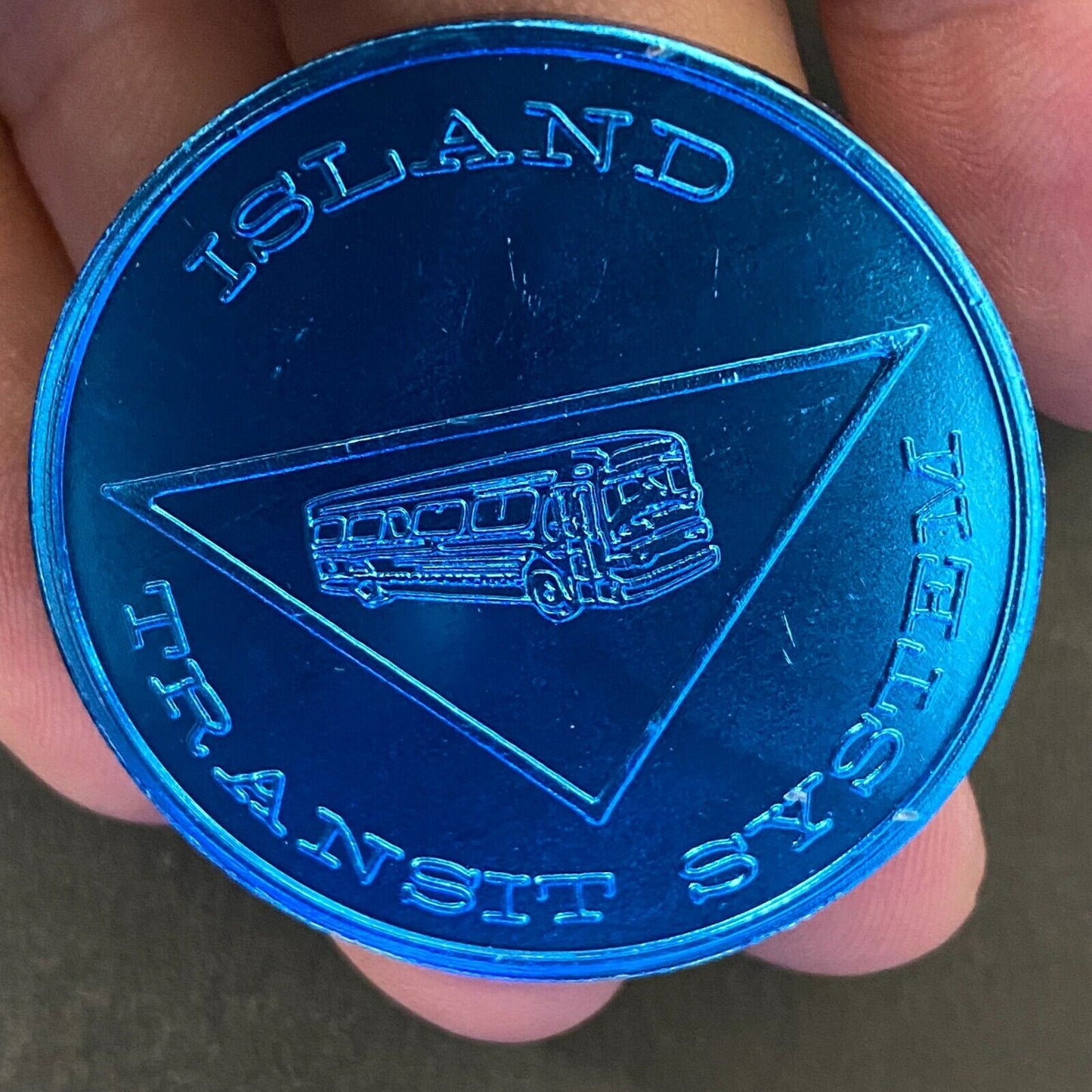 Island Transit System (Jones Beach) c1968-70's Alum Blue Bus Transit Token 38mm