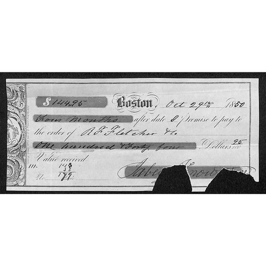 1850 Jabez Knowlton* Newburgh, ME "B.F. Fletcher ?" Boston Promissory Note