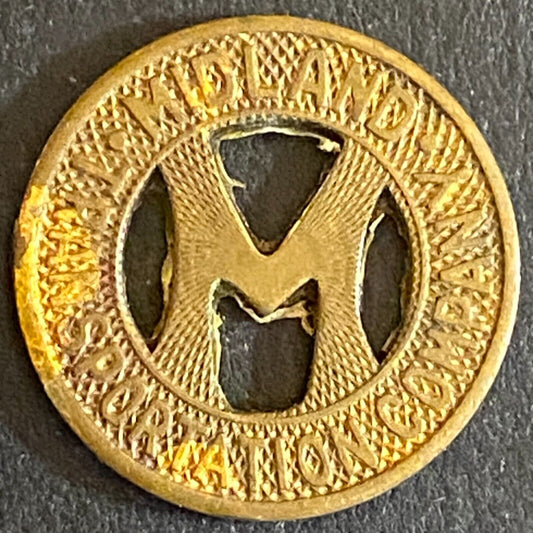 Midland Transportation Company (Texas) G/F One Fare Token 16mm - Scarce