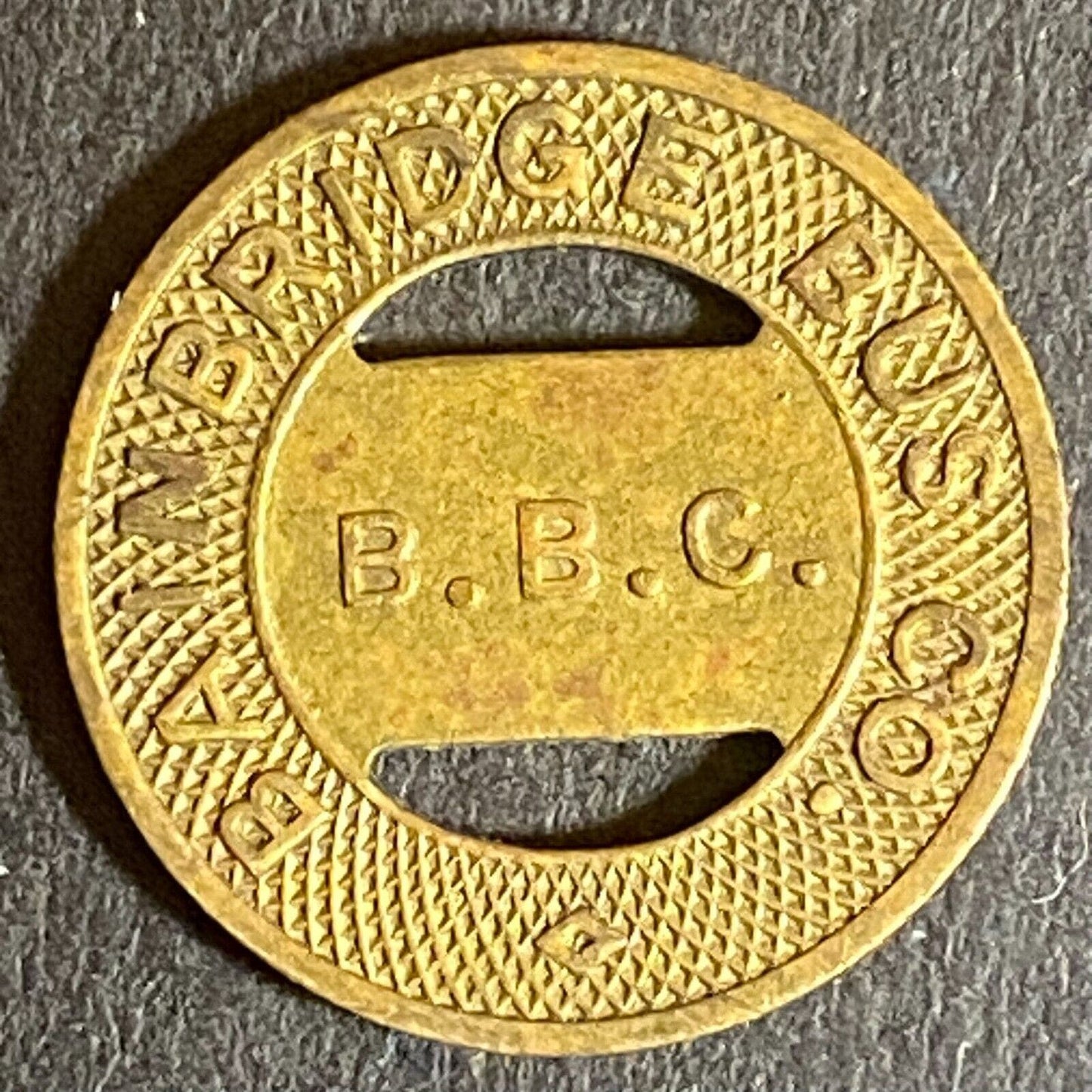 Bainbridge Bus Co. (Port Deposit) Brass G/F One Fare Transit Token 16mm Scarce*