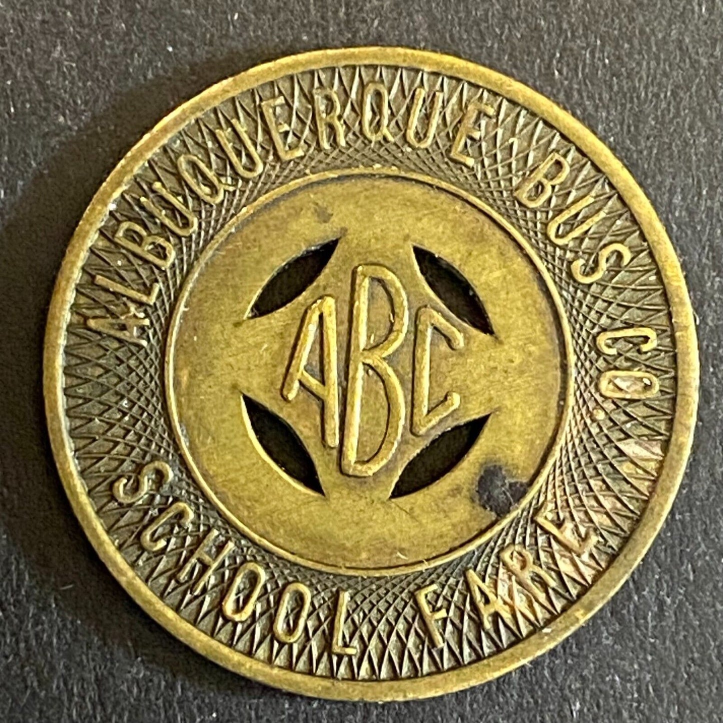 Albuquerque Bus Co. "Good on School Days Only" Transit Token - 23mm (#5)