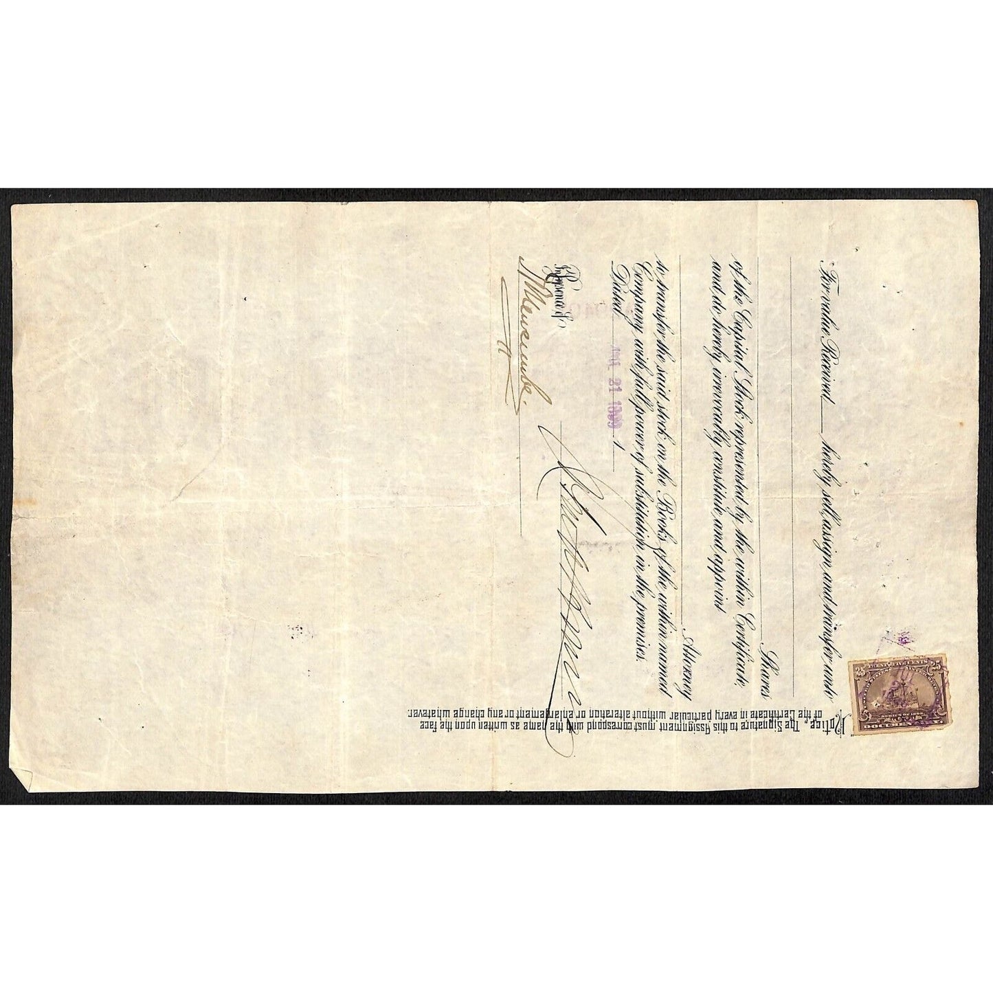 Bay State Gas Company Delaware 1899 Stock Certificate John A. Bowers Green