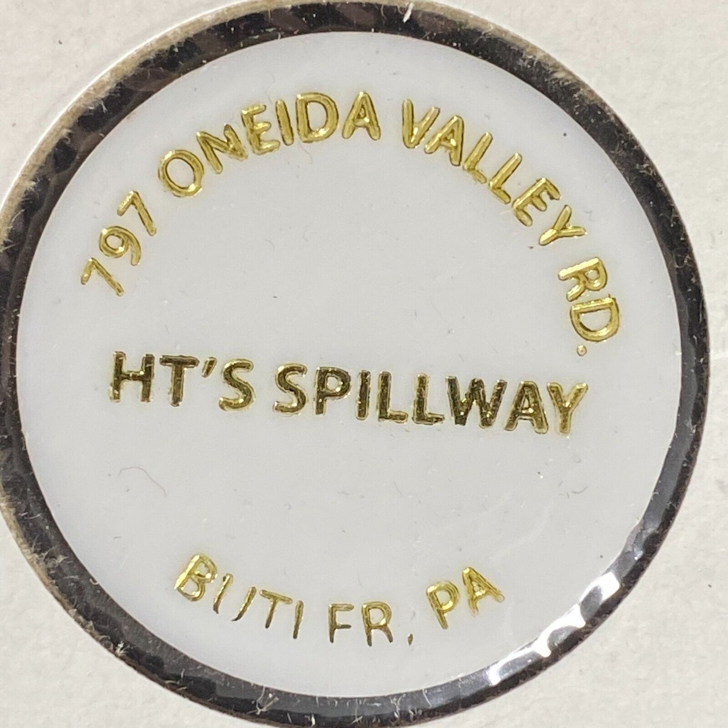 Butler, PA HT's Spillway Bar & Grill Plastic Token G/F One Mixed Drink