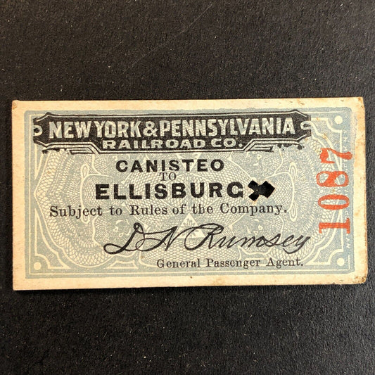 New York & Pennsylvania Railroad July 3 1917 Ellisburg Ticket #1087